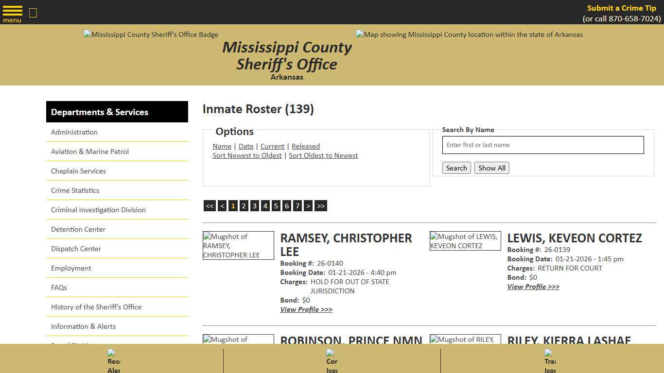 Inmate Roster - Current Inmates Booking Date Descending - Mississippi County AR Sheriff