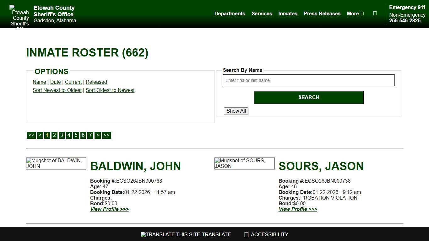 Inmate Roster - Current Inmates Booking Date Descending - Etowah County Sheriff's Office
