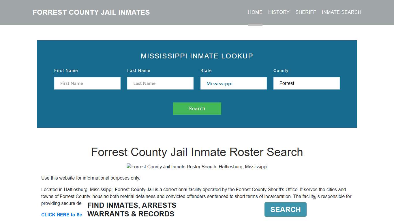 Forrest County Jail Inmate Roster Lookup, Hattiesburg, MS